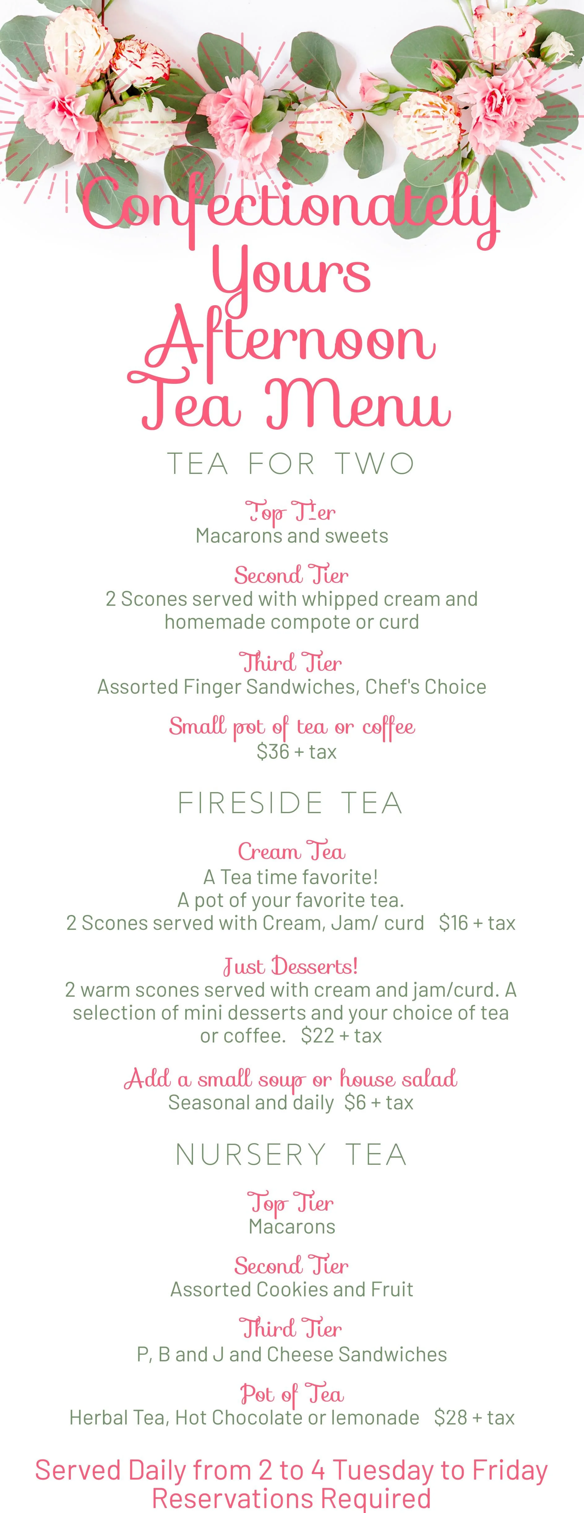Assorted Tea Menu General 3 — Confectionately Yours