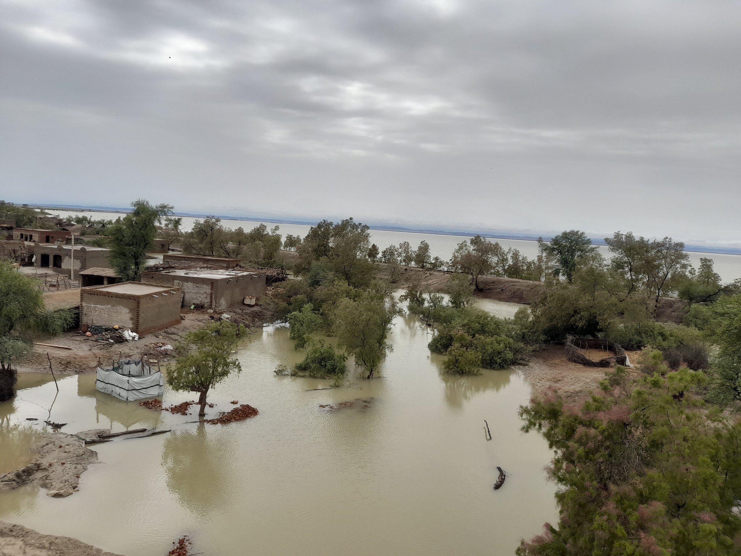 Floodwater submerges most of Village Sabu Khan Buriro