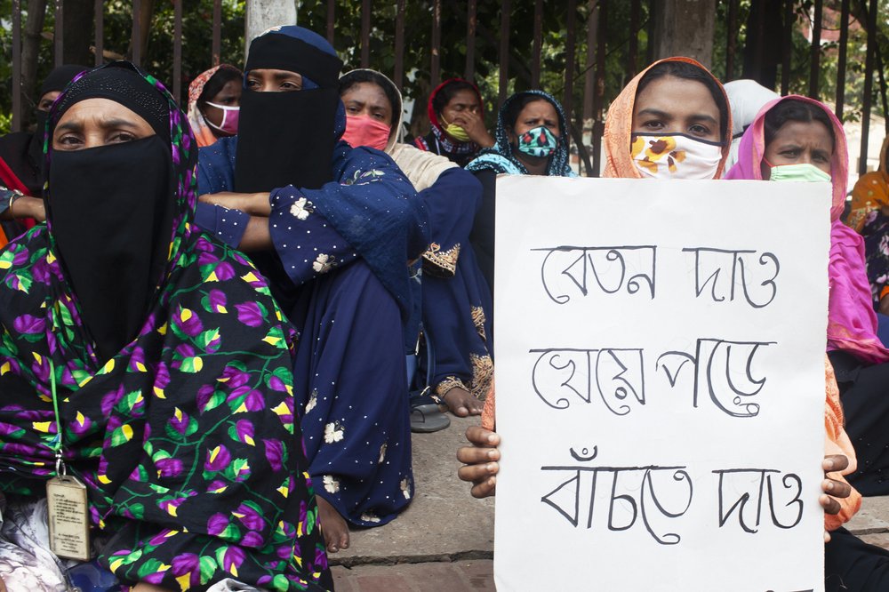   During COVID-19 pandemic, workers from a garment factory named “A-One” protested in the city for their pending wages. This factory workers had not been getting their wages for 5 months. So they risked their lives to come to the city and stand in fr