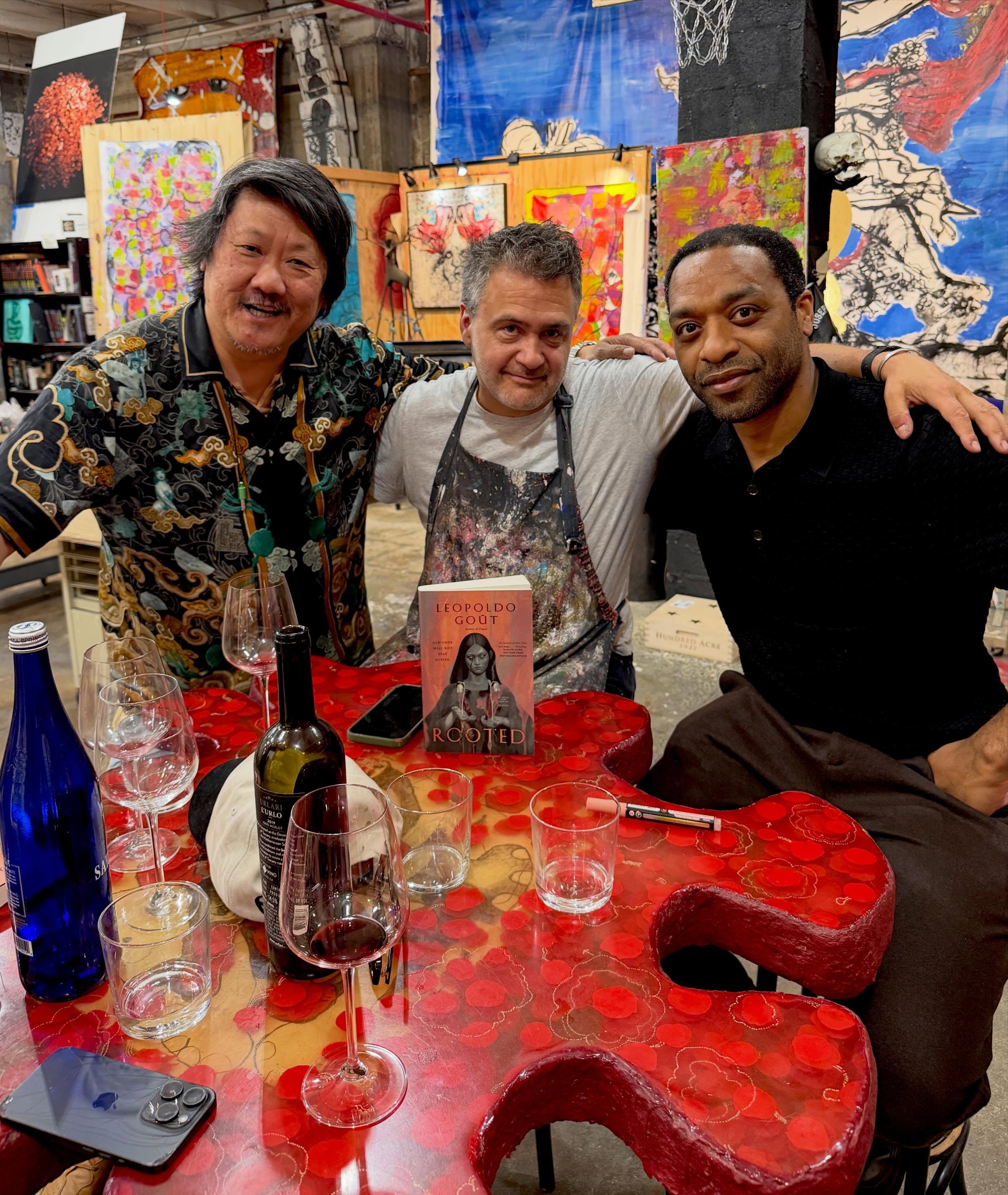 When wine, art, and literature meet, magic happens. Tonight at @nyvintners, horror royalty in the room. Benedict Wong @wongrel of Weapons @weaponsmovie and Chiwetel Ejiofor of Backrooms @backroomsmovie, here with @leopoldoleopoldo, whose new horror n
