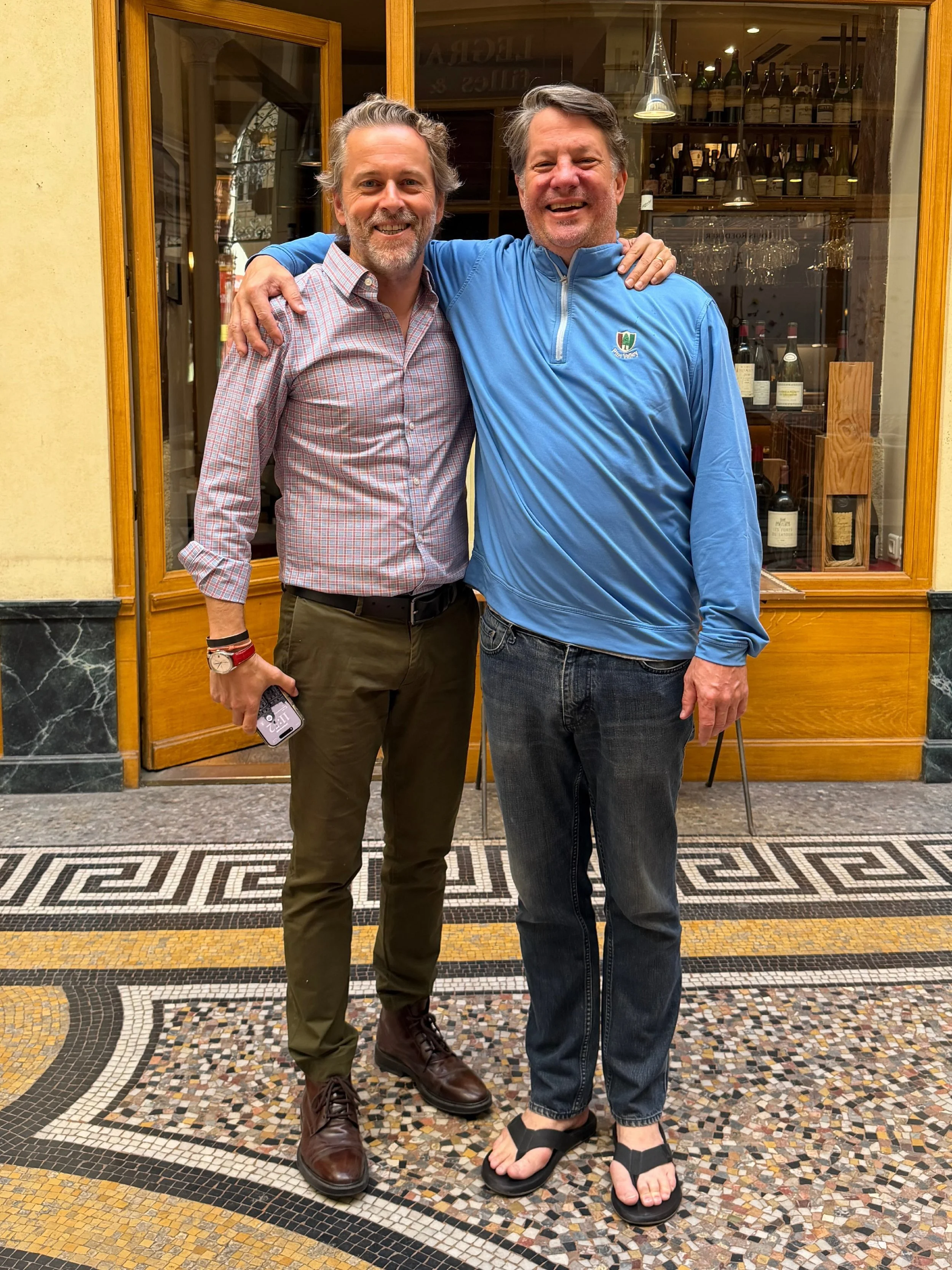 Great to see up my brother from another mother and fellow Springsteen fanatic, the great Arnaud Tronche, and walk the streets of Paris.&nbsp;14 miles in flops, no problem.&nbsp;We had one pact - we say yes to butter, bread, croissant, foie gras, chee