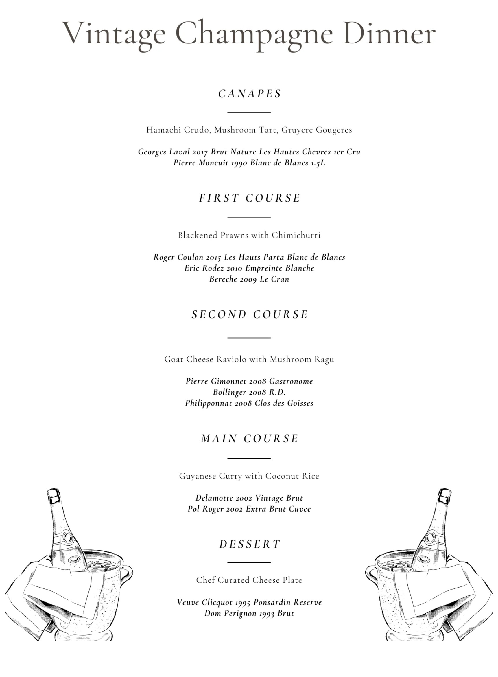 VINTAGE CHAMPAGNE DINNER