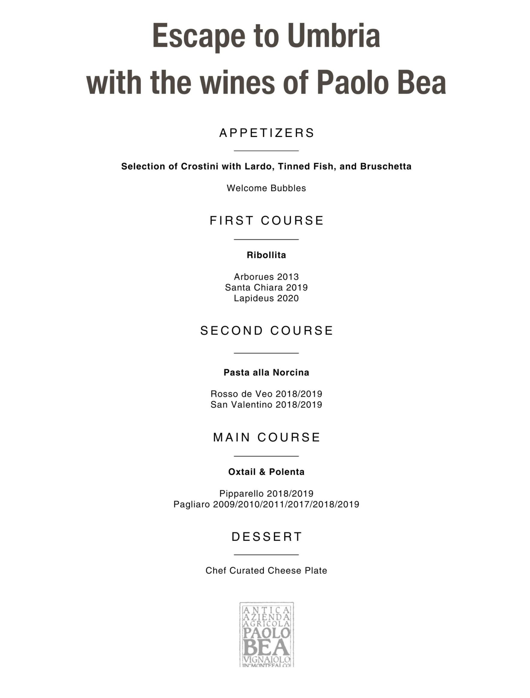 ESCAPE TO UMBRIA WITH THE WINES PAOLO BEA