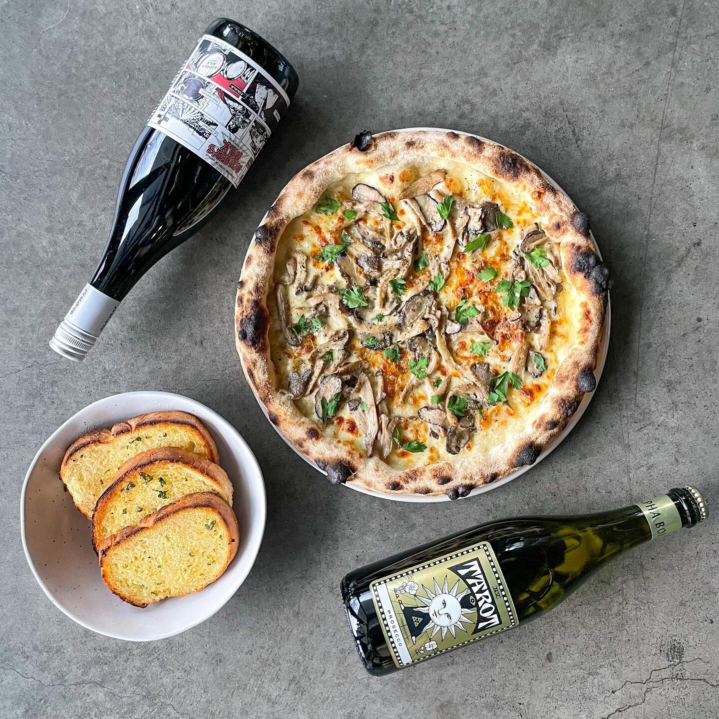 Deal 1. $40
Deal 2. $45
Deal 3. $50

1 x 13&rdquo; pizza, 1 x wine, and free garlic bread 

Available via our website 🍕🤝