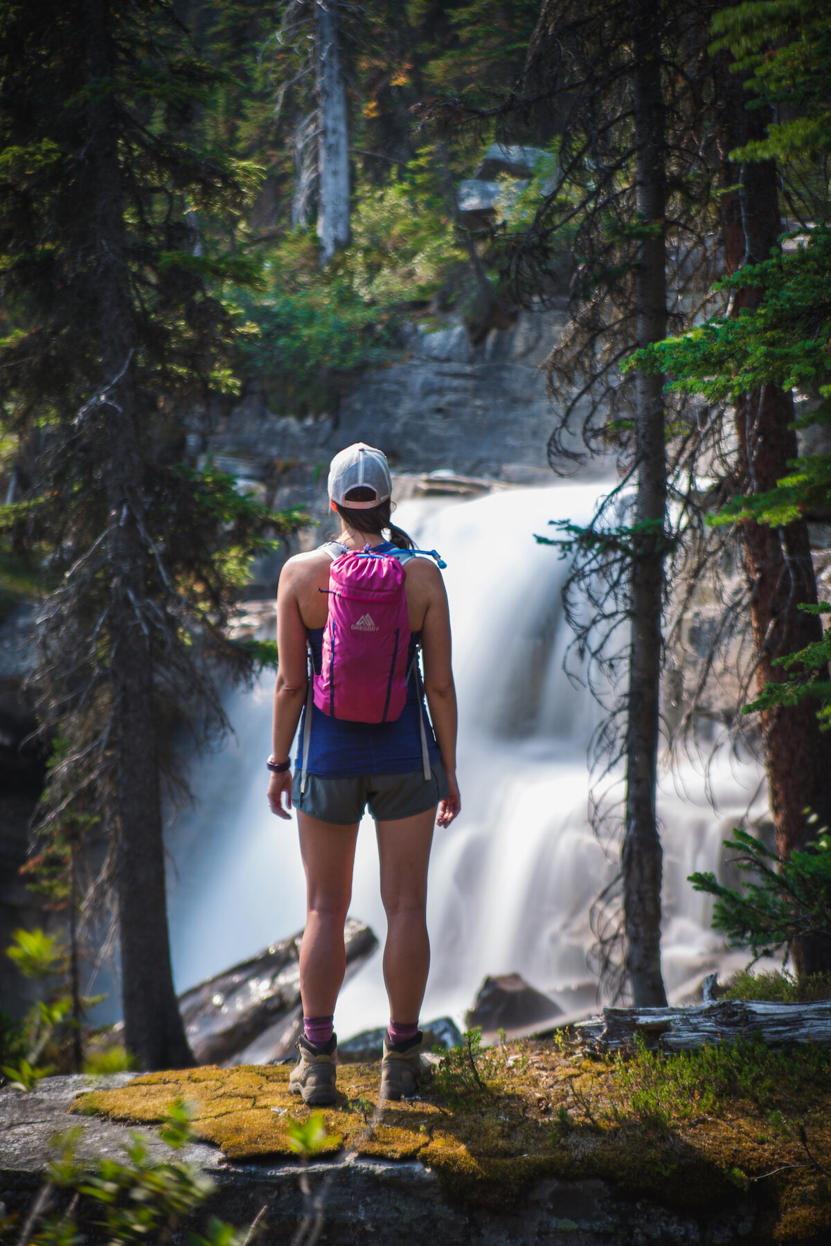  Exploring one of the many waterfalls en route to the amphitheatre. Photo by Tyler Parker Photography. 