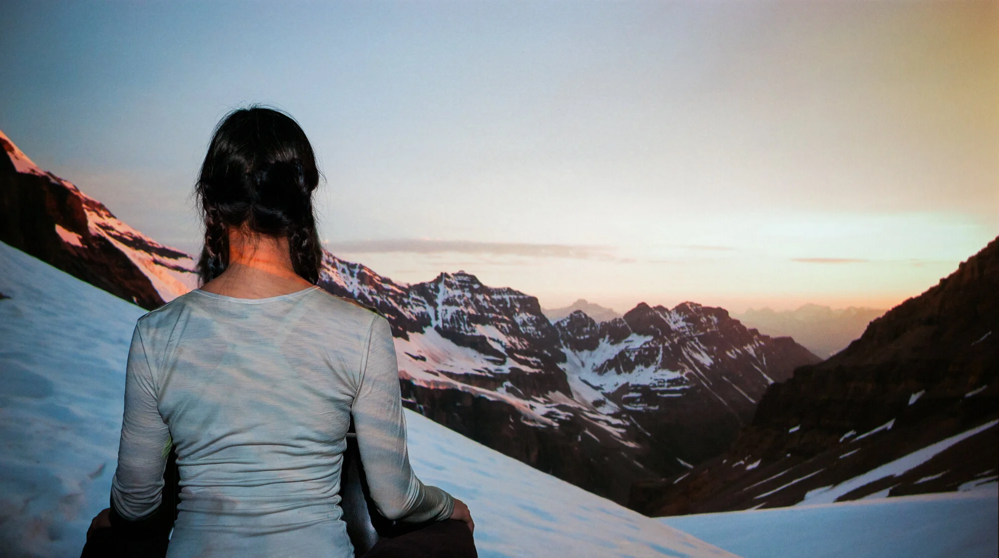 Projected photo by Joanne Liu. Abbot Pass.