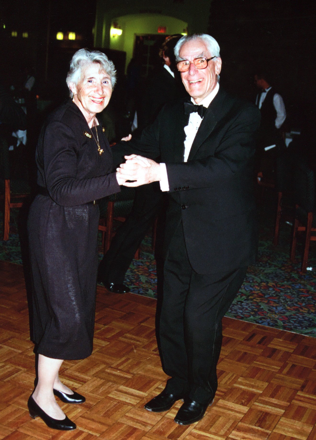  Louise and Richard dance at the ACC/ACMG Mountain Guides Ball in 1998, the year they were Patrons. Photo courtesy of Richard Guy Collection. 