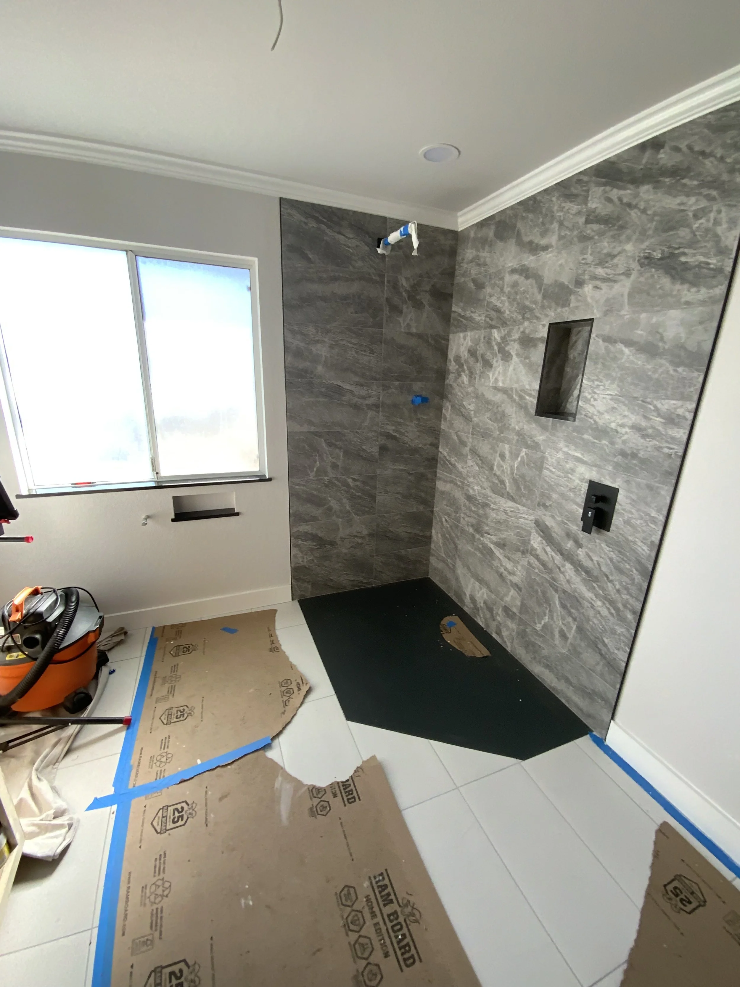 Bathroom shower tiled