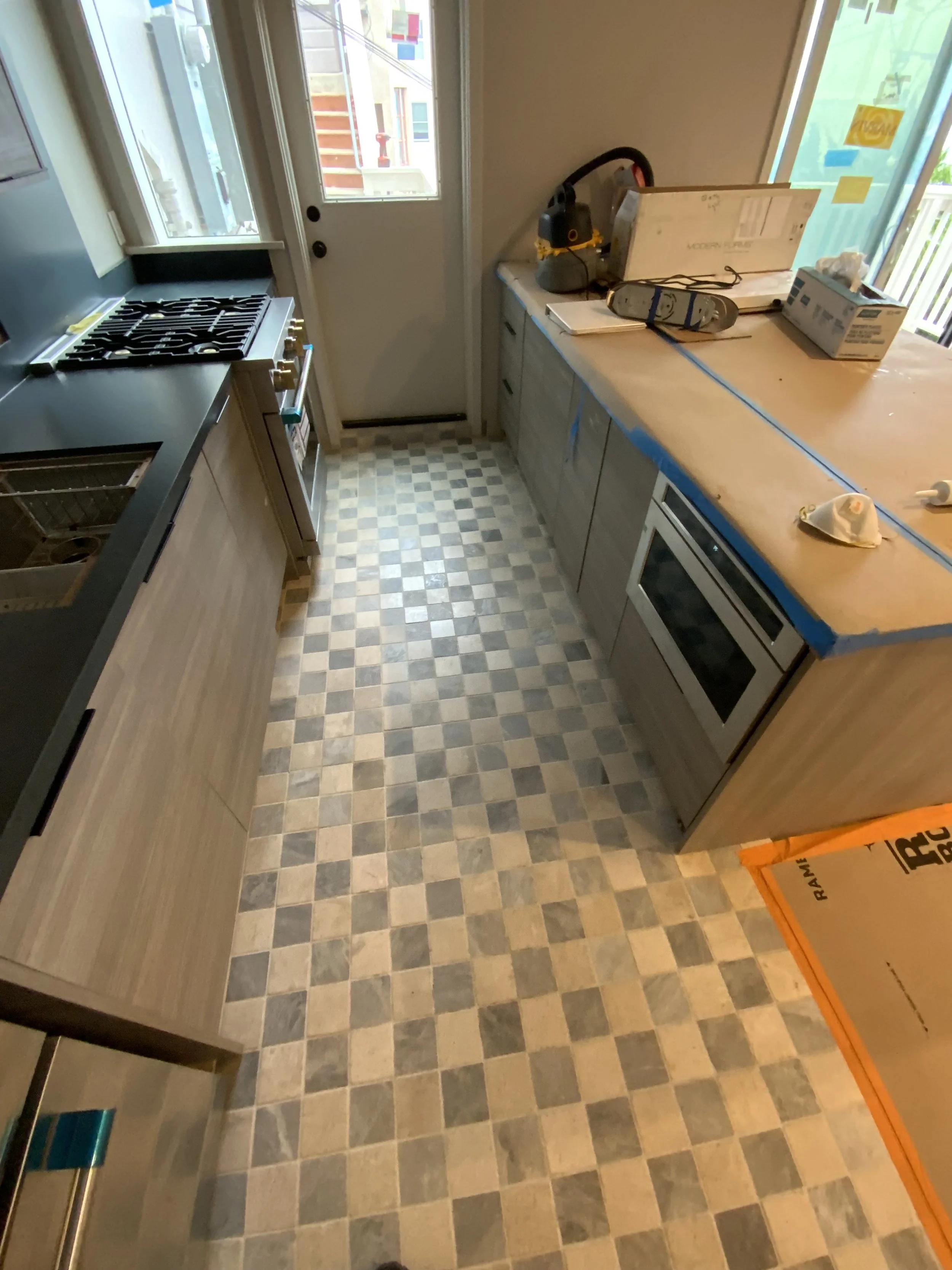 Tiled kitchen floor