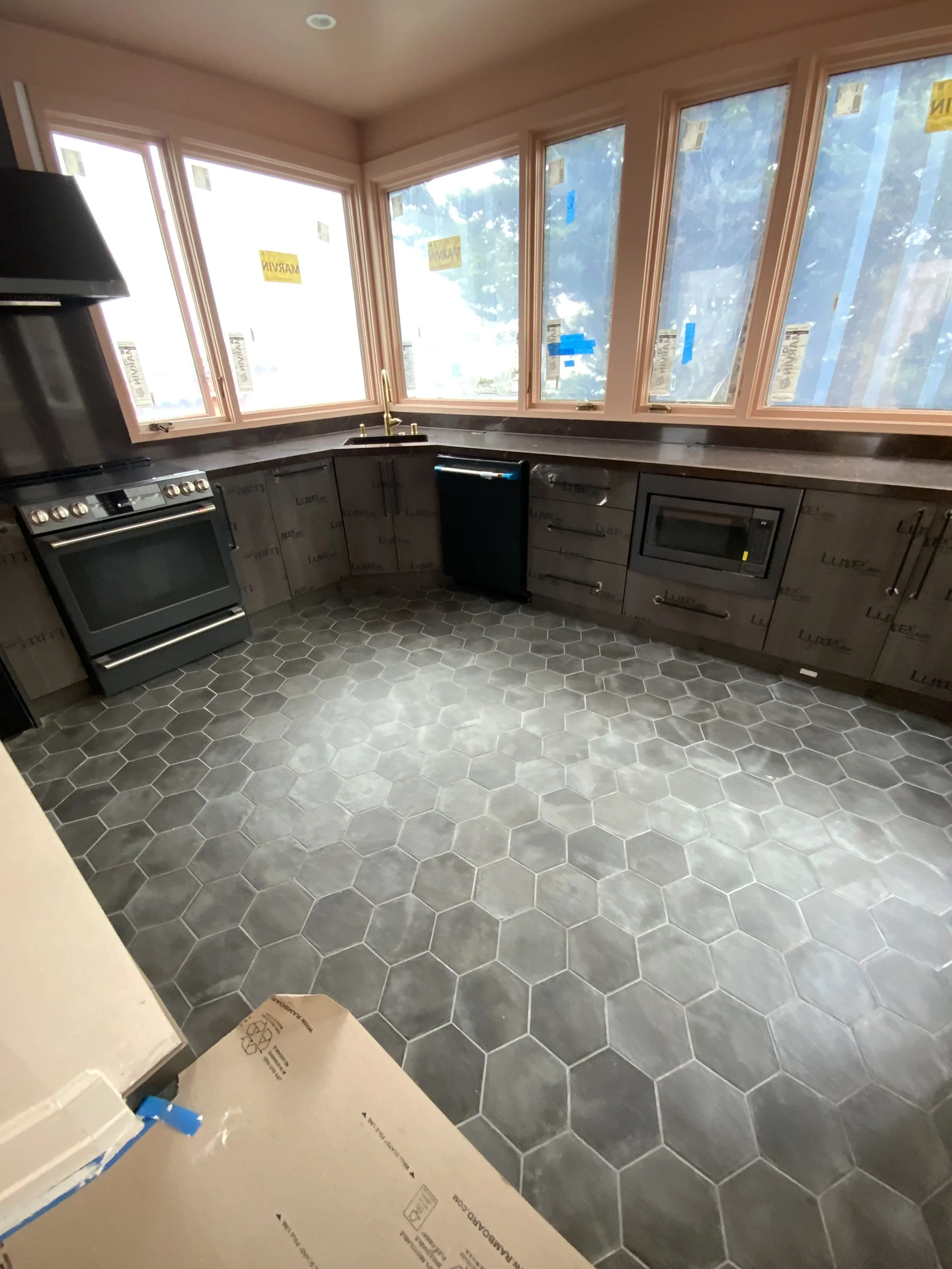 Tiled kitchen floor