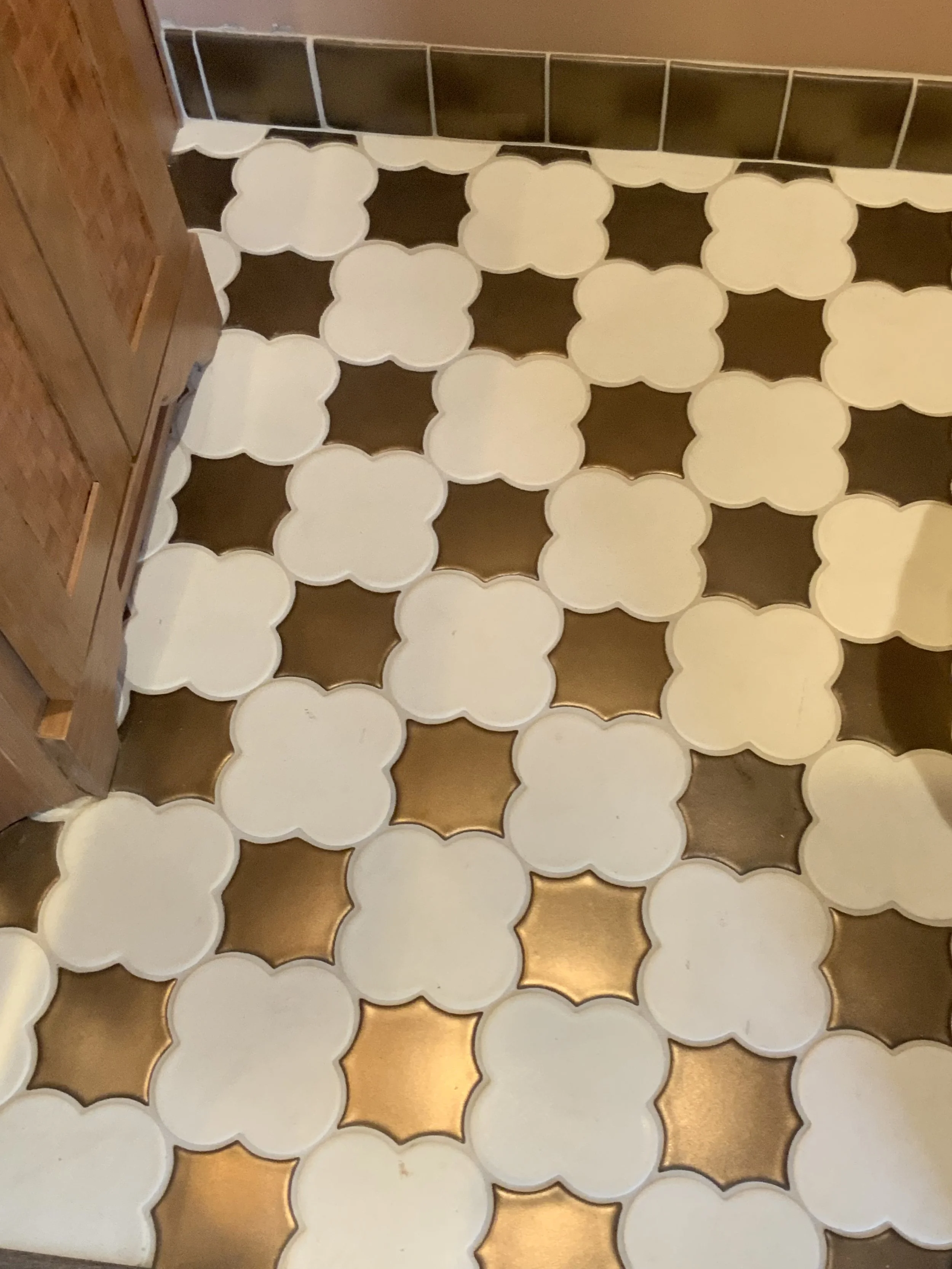 Tiled bathroom floor