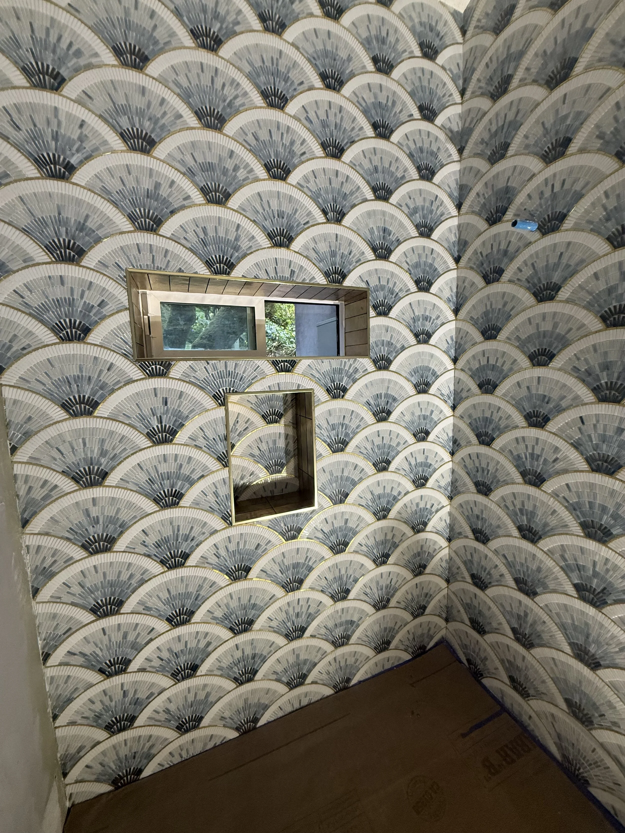 Tiled shower enclosure with this beautiful tile.