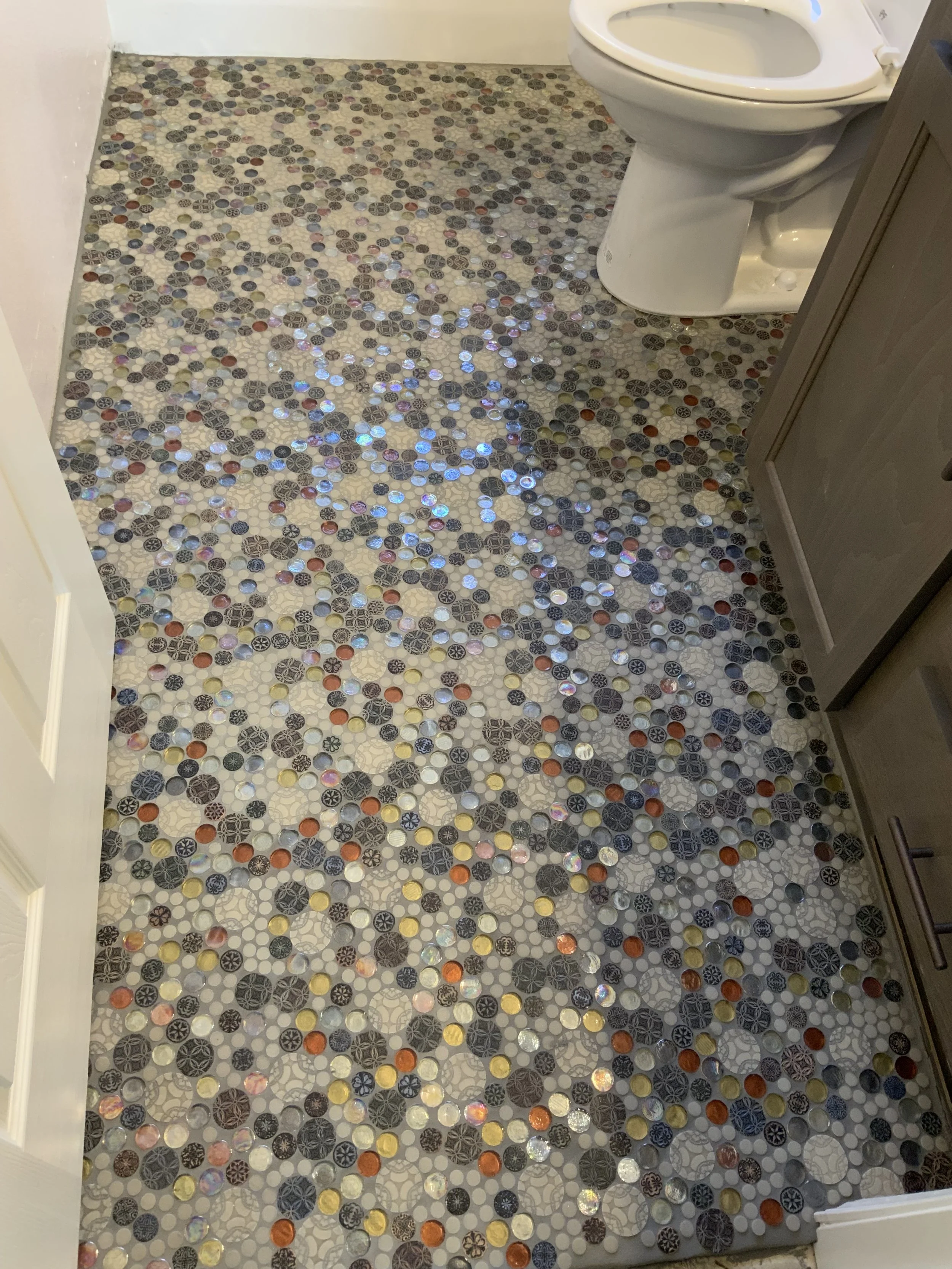 Bathroom floor tiled
