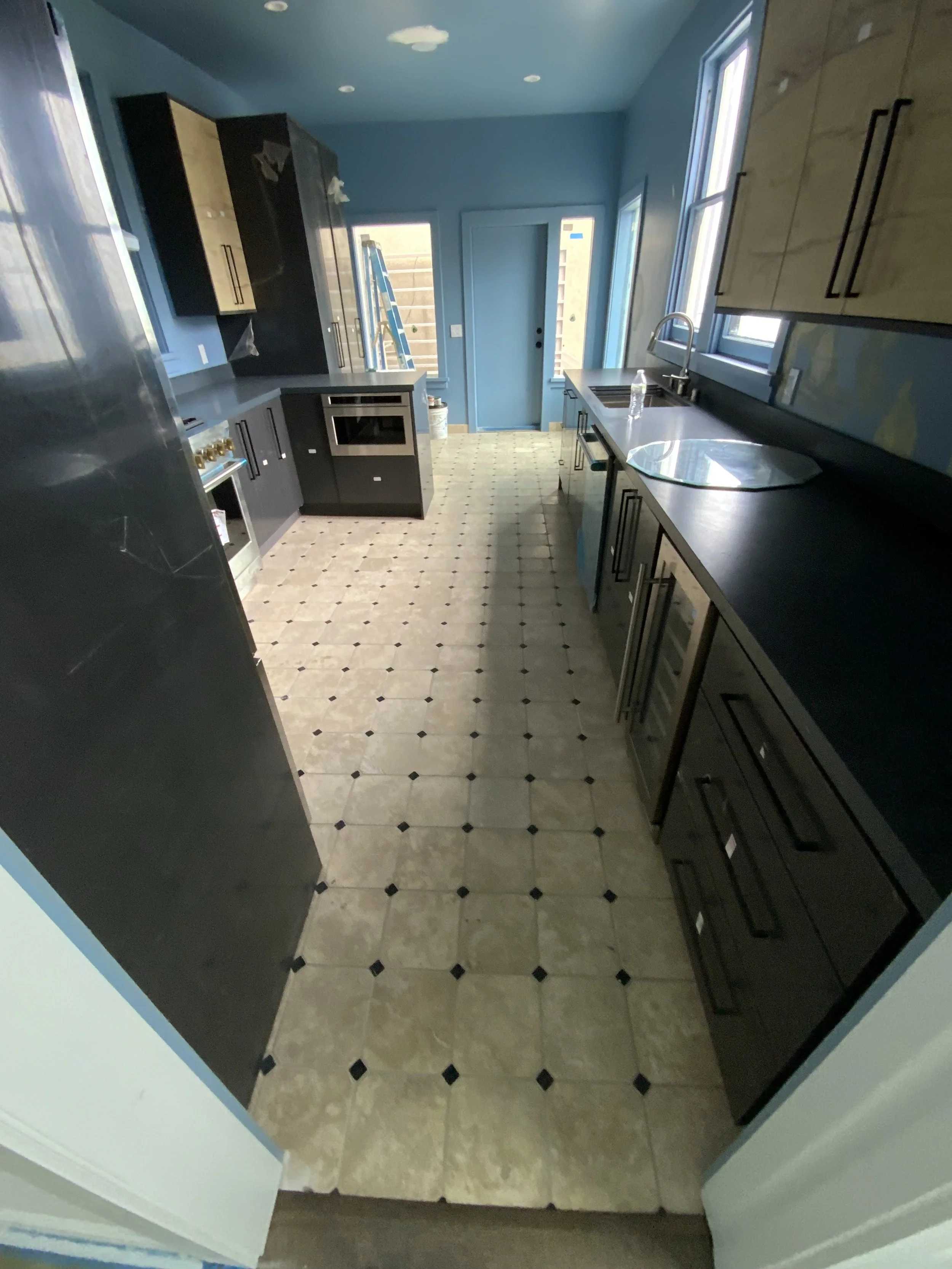 Tiled bathroom floor