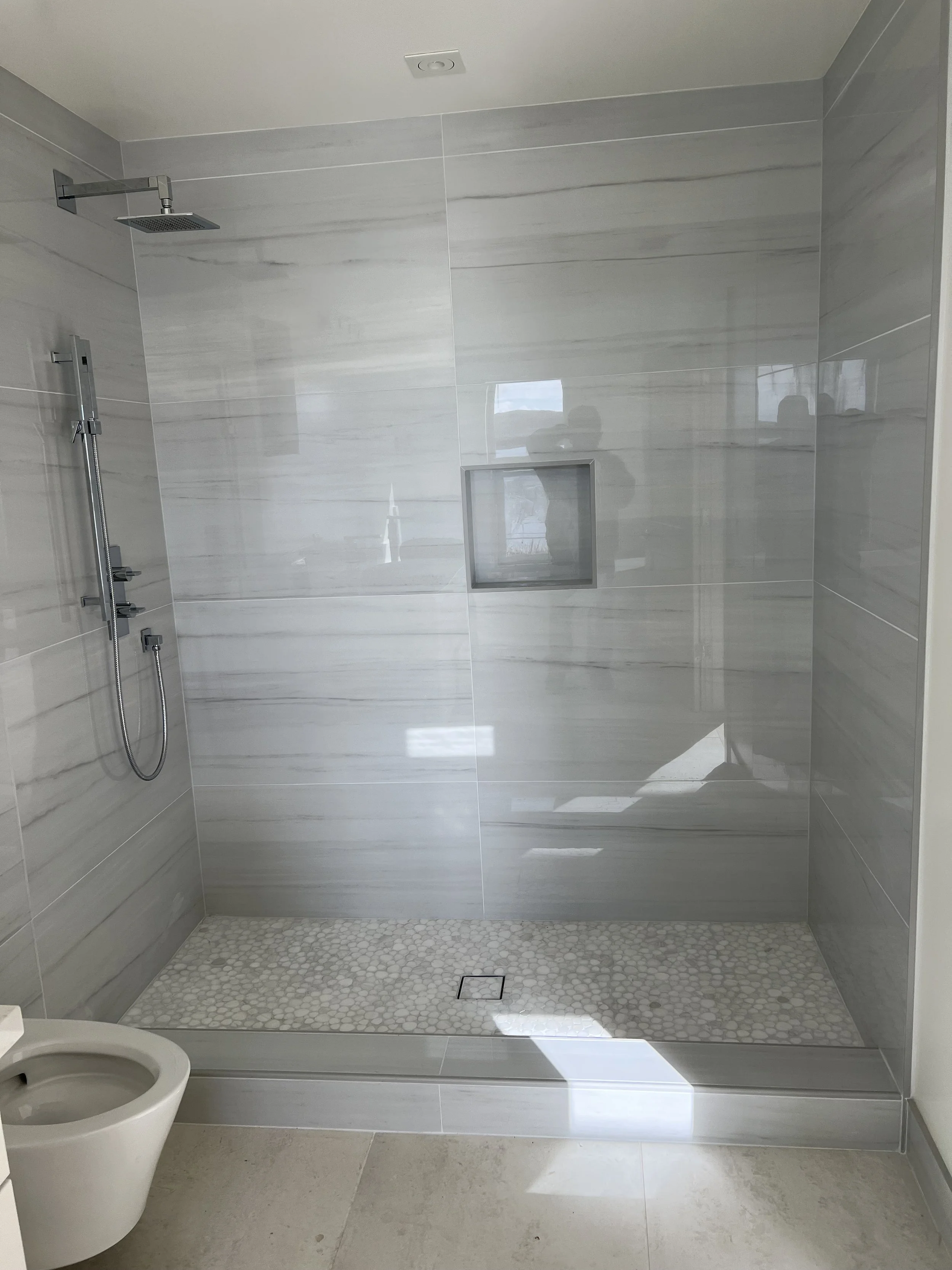 Tiled shower enclosure
