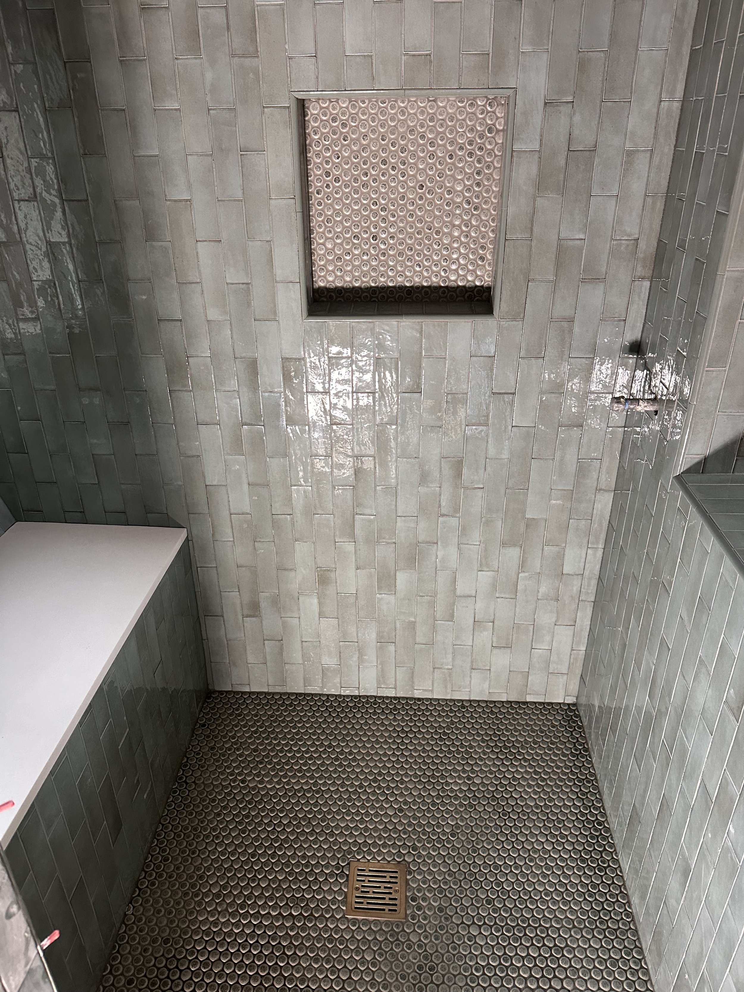 Tiled bathroom walls