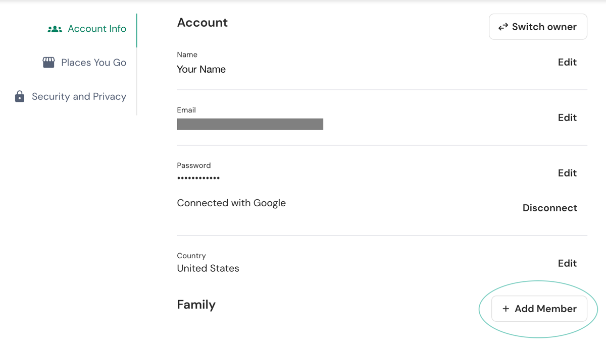family account setup