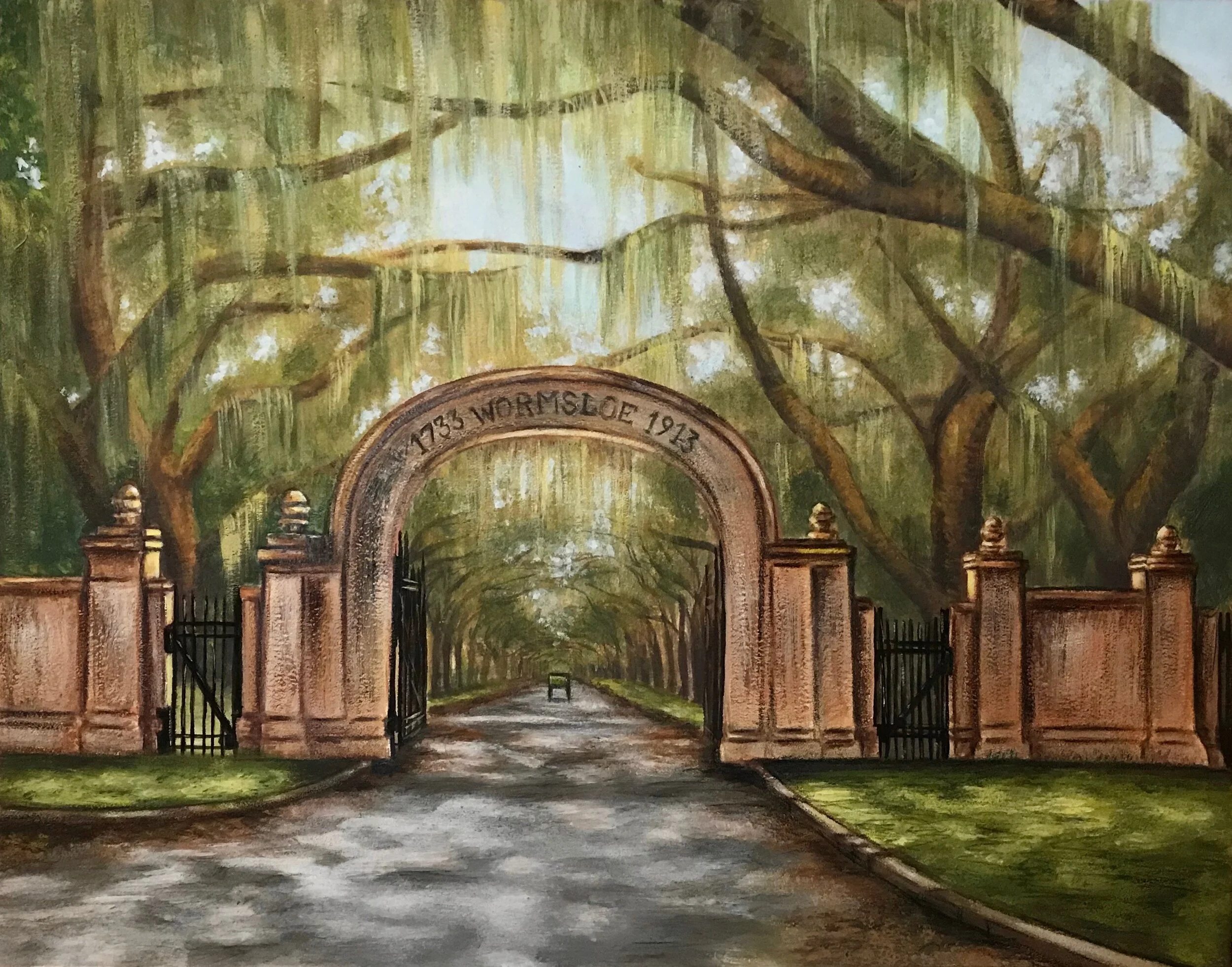 "Wormsloe Plantation" Savannah, GA,
11"x 17",
Acrylic on arches paper, 2020, SOLD