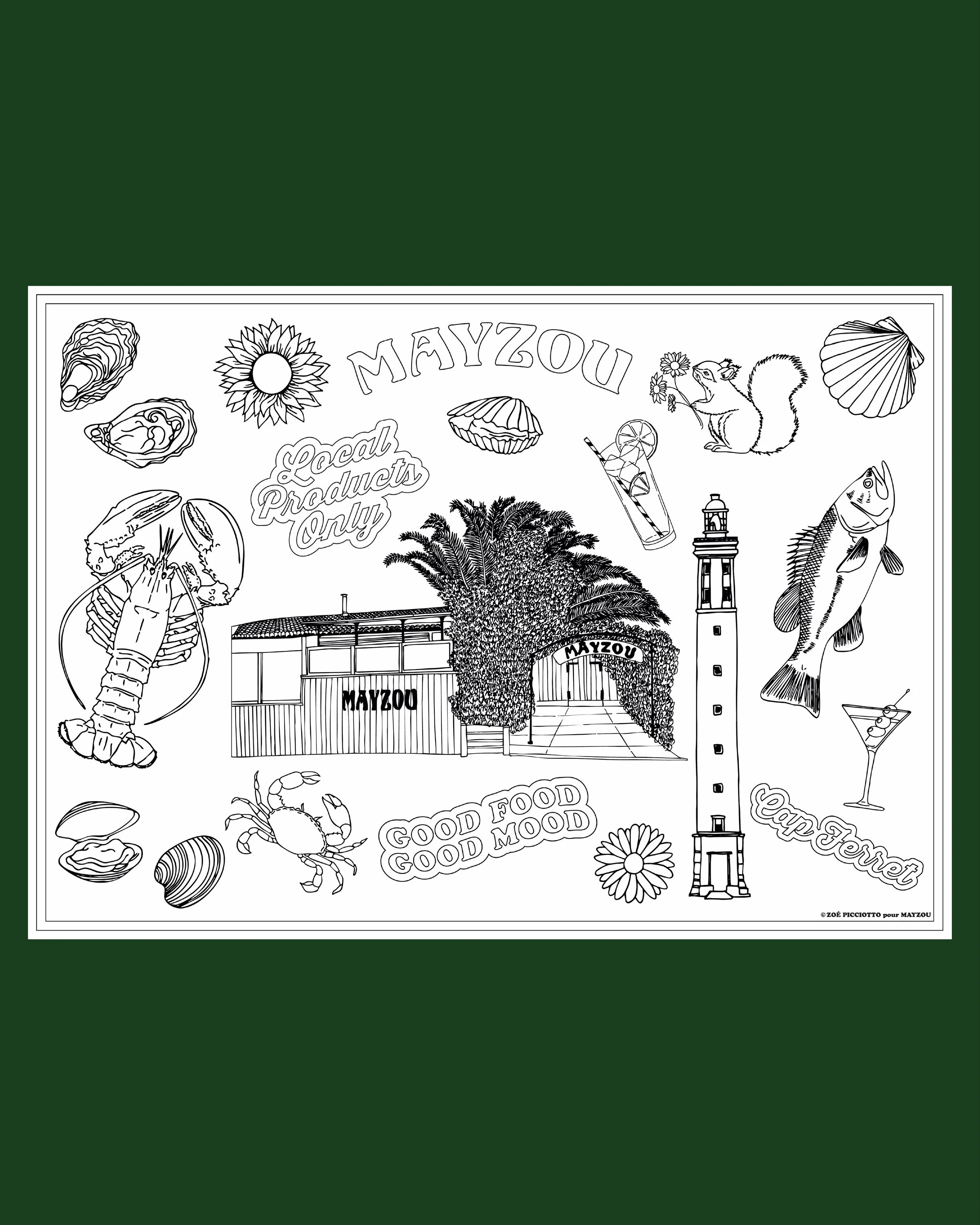⭐️🍽️🌿 Custom-designed coloring placemat for Cap Ferret&rsquo;s best restaurant 🫶🏻 @mayzou.capferret 
&bull;
&bull;
&bull;
#mayzoucapferret #capferret #restaurantcapferret #mayzourestaurant #setdetable