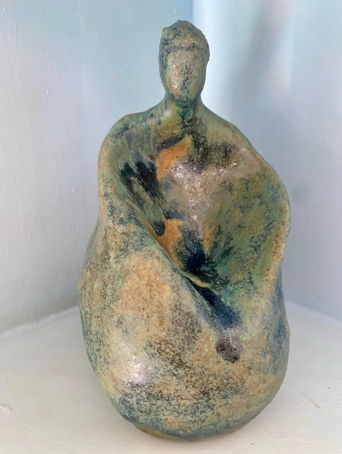 A new seated figure with a soft, smooth, gently curved form.
Stone-fired and glazed, with a quiet, weathered surface.

Part of my upcoming solo exhibition at the Star Brewery Gallery, 27 June &ndash; 5 July 2026 @starbrewerygallerylewes