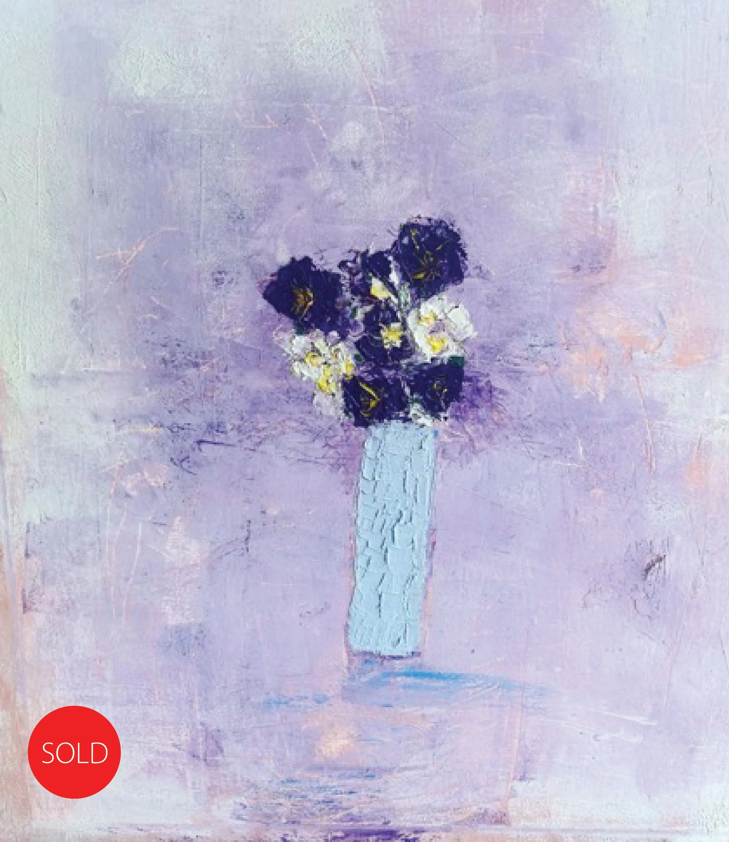 Oil painting flowers purple and white by Sarah Money