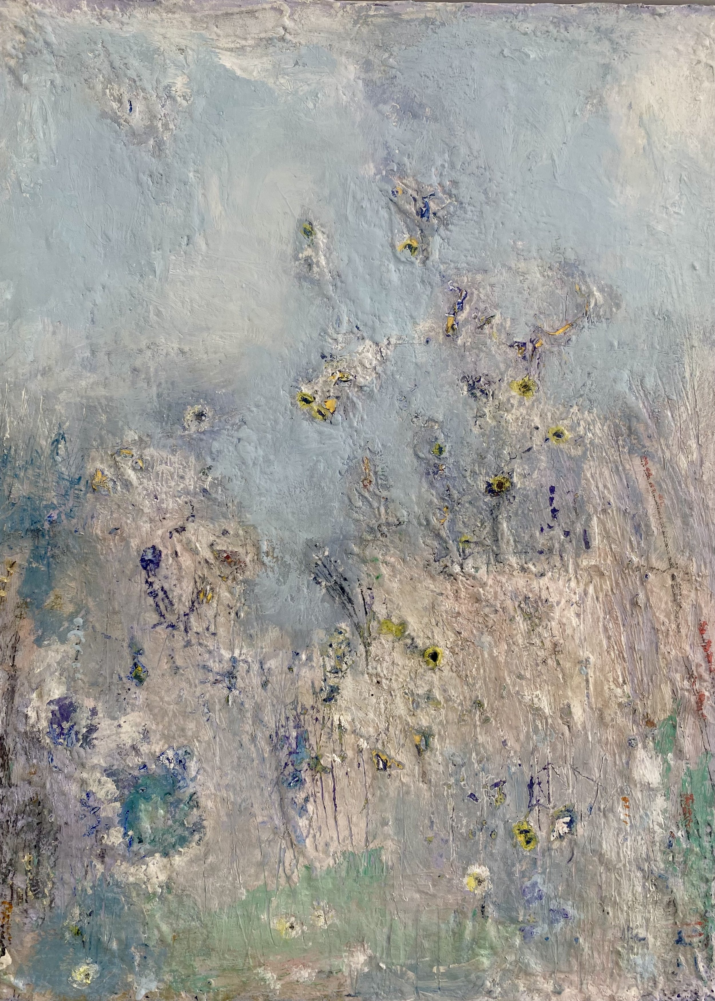 Hedgerows and Sky oil and chalk on canvas by Sarah Money