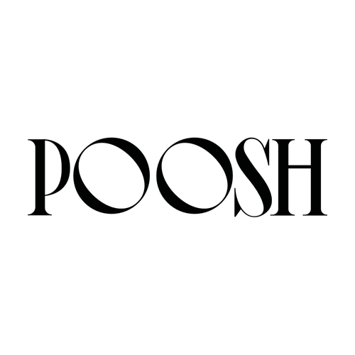 The word 'POOSH' written in black stylized font on a white background.