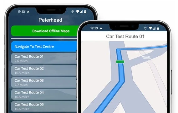the peterhead driving test routes app