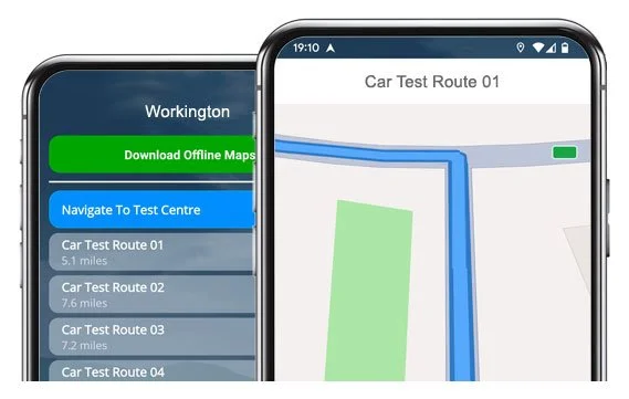 workington driving test routes app