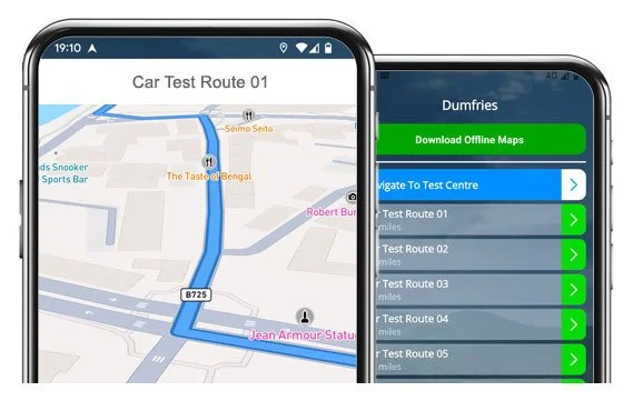 dumfries driving test routes