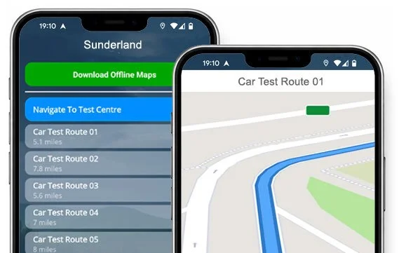 the sunderland driving test routes app