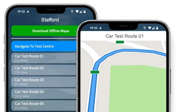 the stafford driving test routes app