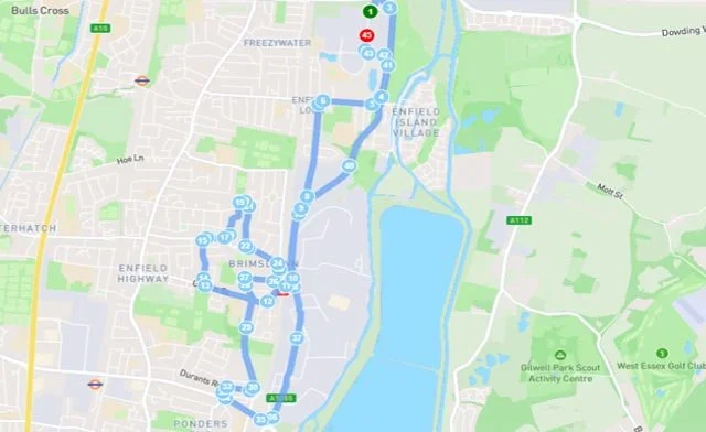 enfield test routes google map