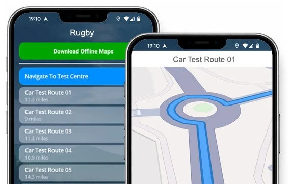 the rugby driving test routes app