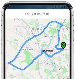 dumfries test route map
