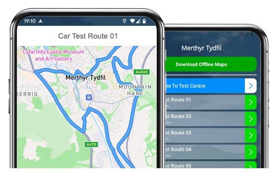 merthyr tydfil driving test routes
