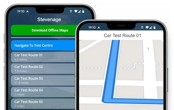the stevenage driving test routes map