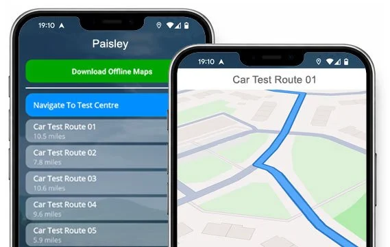 the paisley driving test routes app