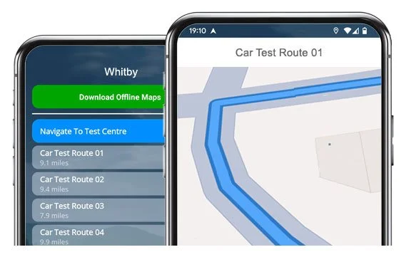 whitby driving test routes app