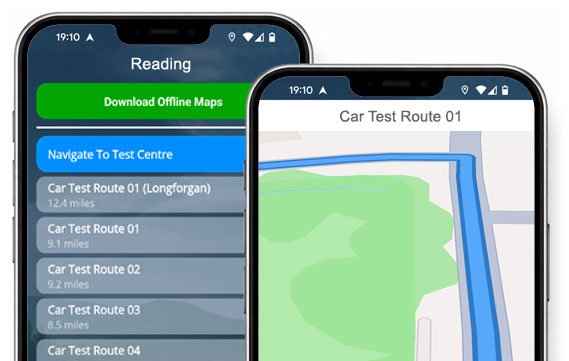 the reading driving test routes app