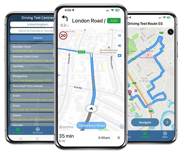 UK driving test routes app for ios and android