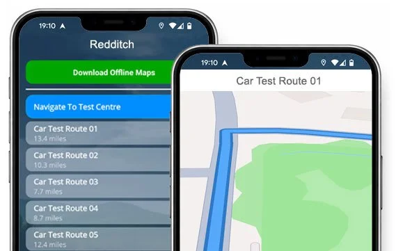 redditch driving test routes app