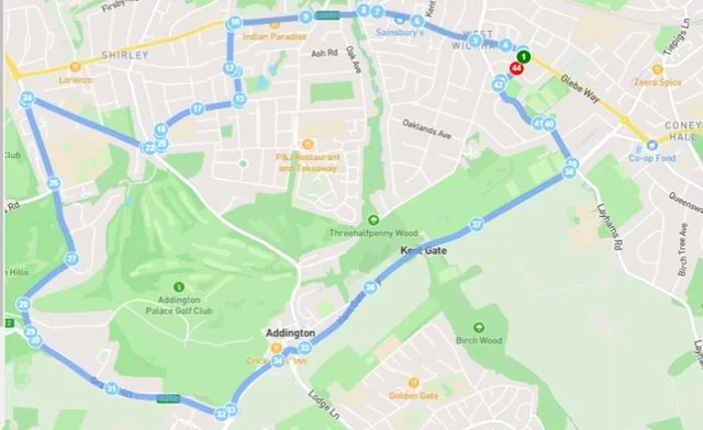 west wickham test routes google map