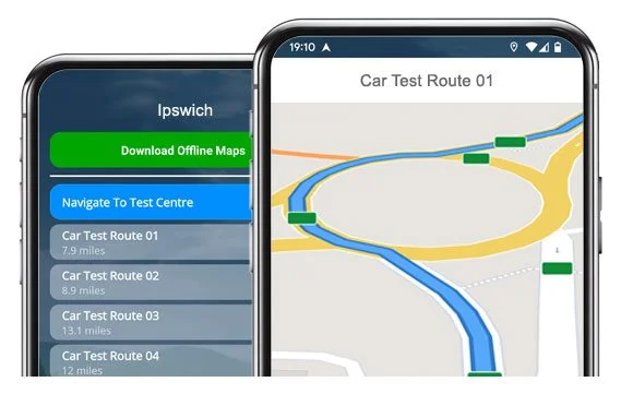 ipswich driving test routes app