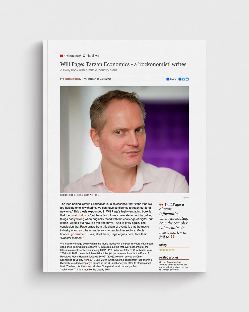 The Arts Desk: Tarzan Economics – a 'rockonomist' writes a lively book with a music industry slant</a>