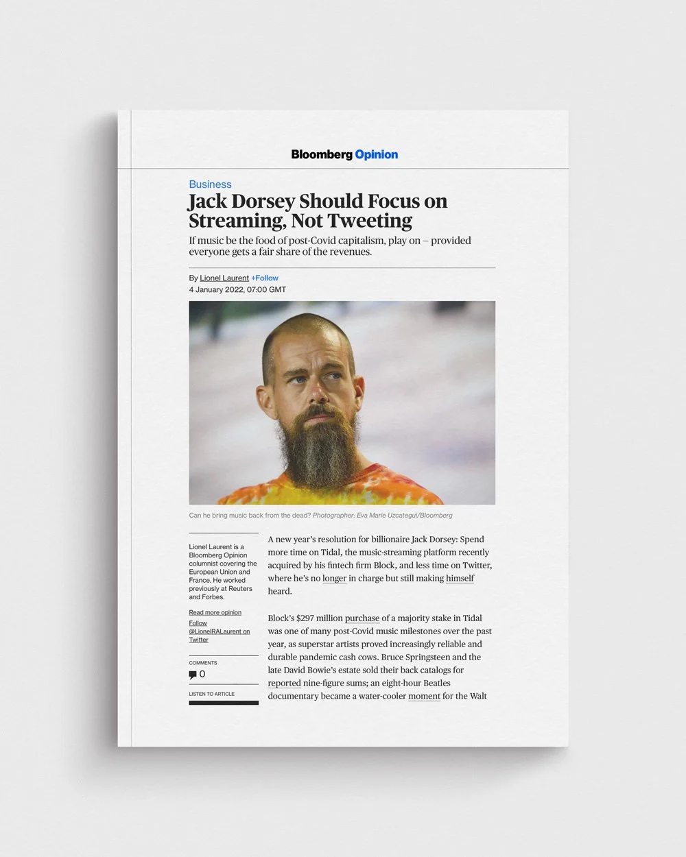 Bloomberg: Jack Dorsey Should Focus on Streaming, Not Tweeting