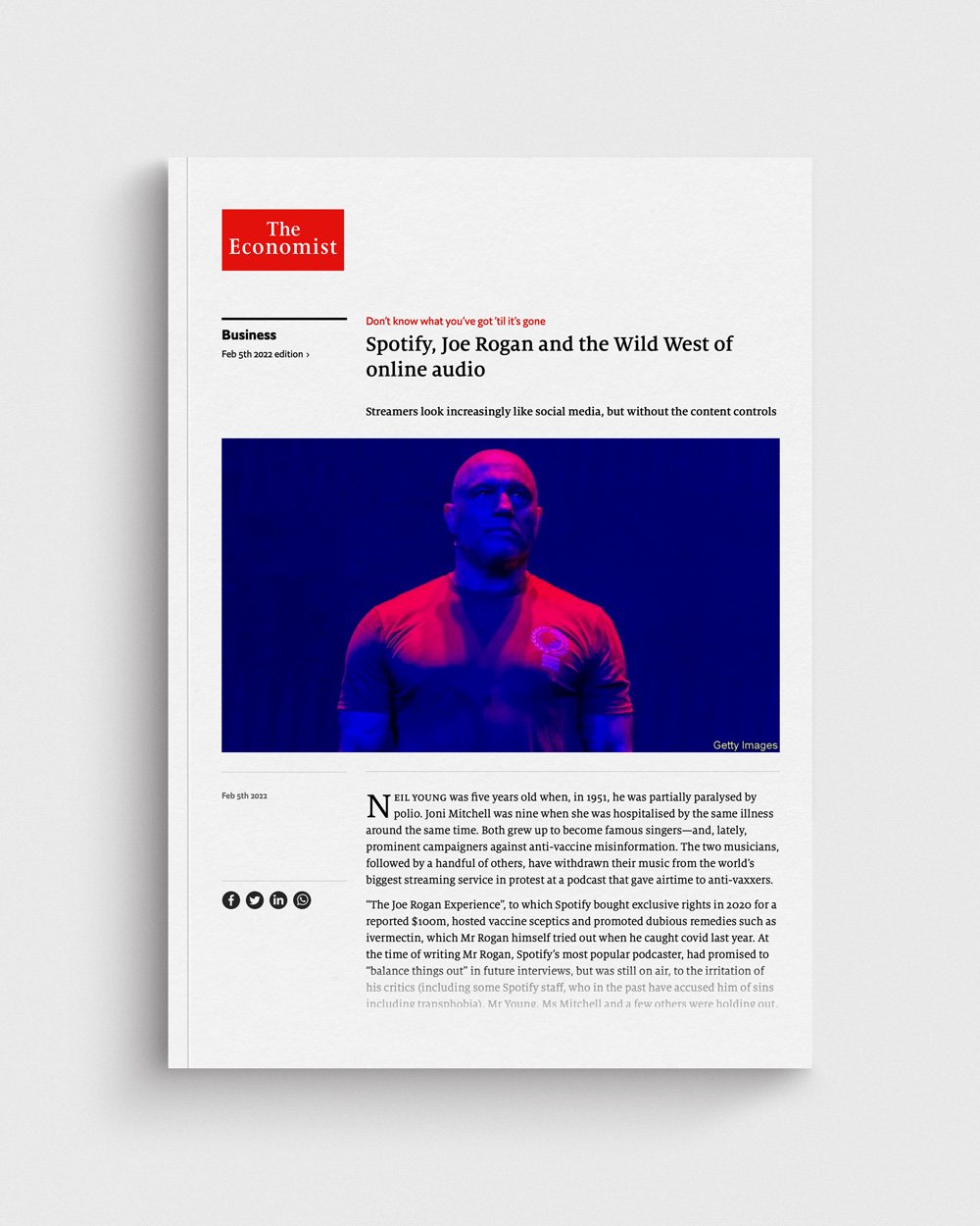 The Economist: Spotify, Joe Rogan and the Wild West of online audio