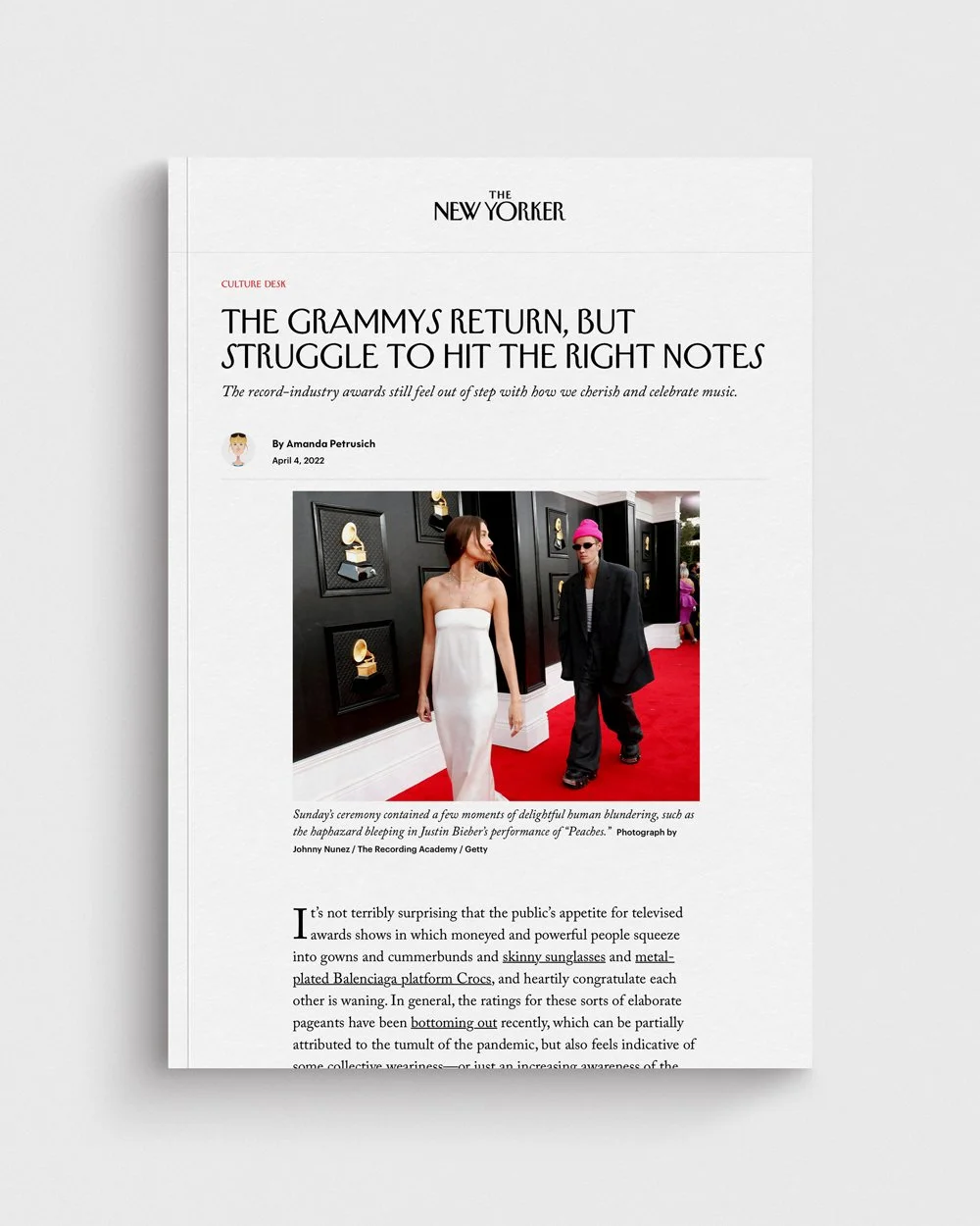 The New Yorker: The Grammys Return, but Struggle to Hit the Right Notes