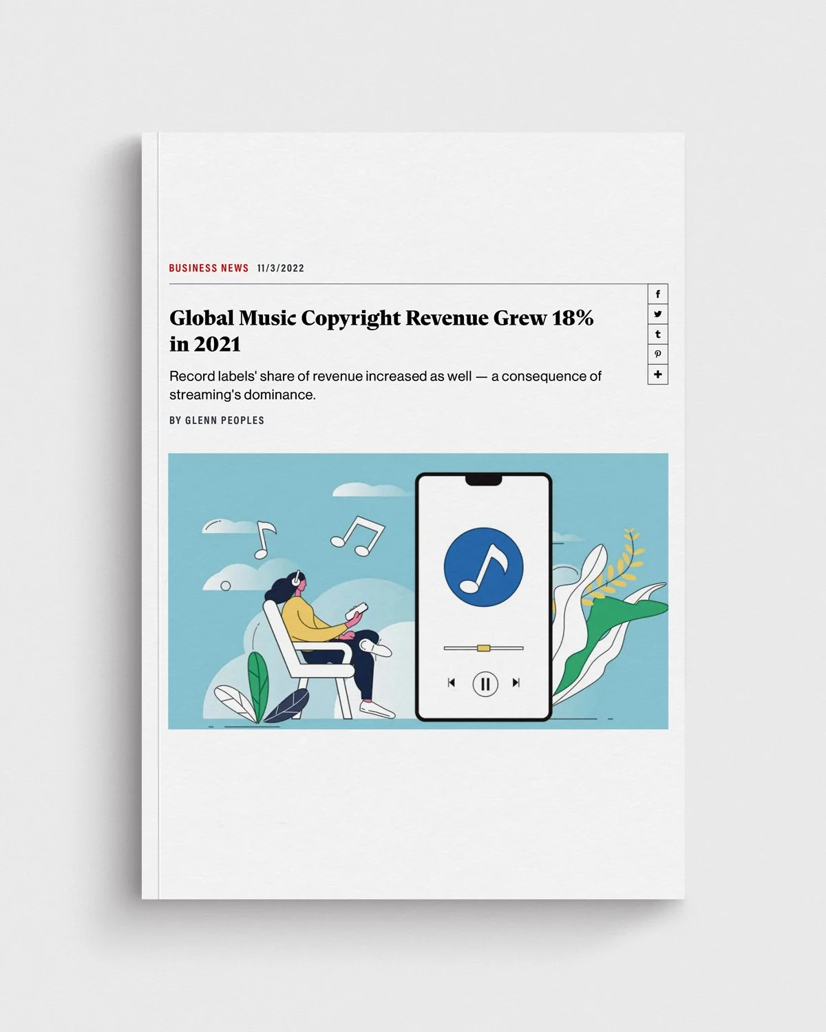Global Music Copyright Revenue Grew 18% in 2021