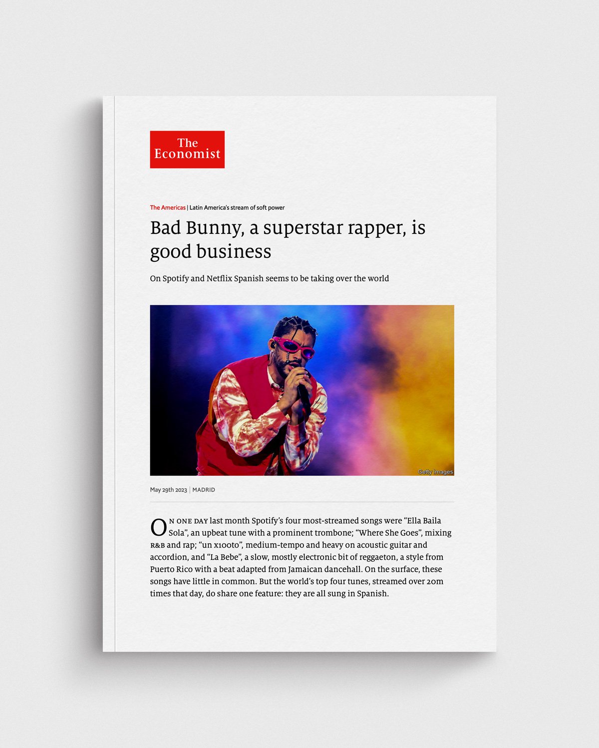 The Economist: Bad Bunny, a superstar rapper, is good business
